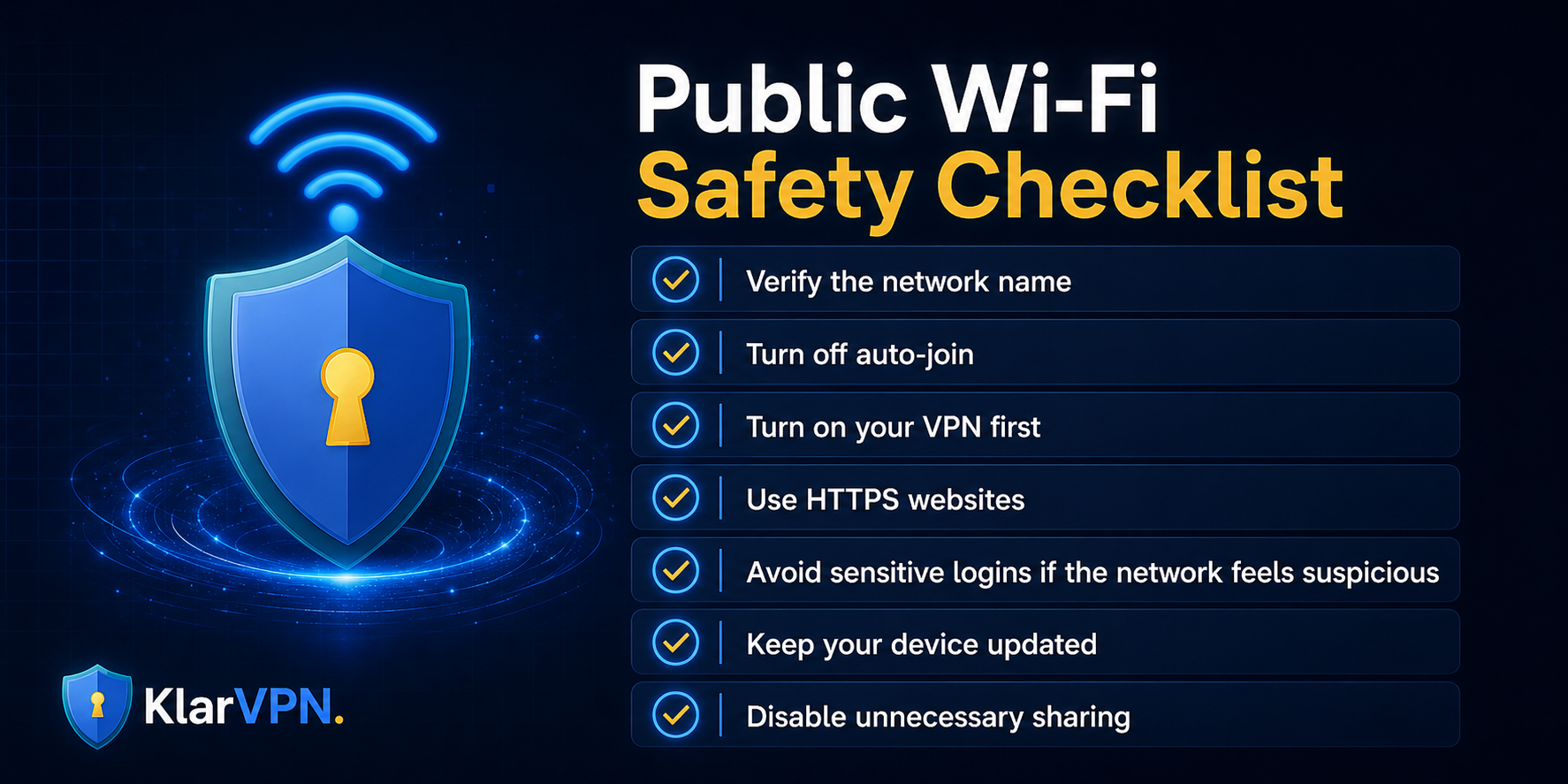 Public Wi-Fi safety checklist